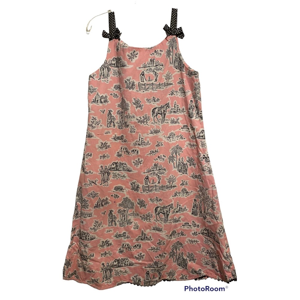 Cottontail Originals black pink toile 6x dress Summer horse farm
